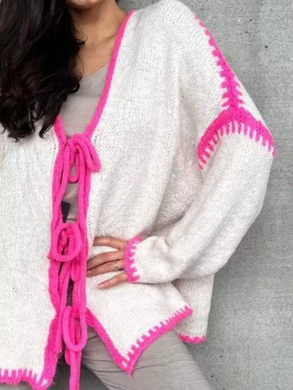 Tie Front Drop Shoulder Cardigan, image 11