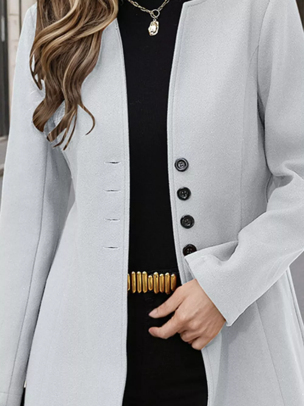 Button Up Long Sleeve Coat, image 3