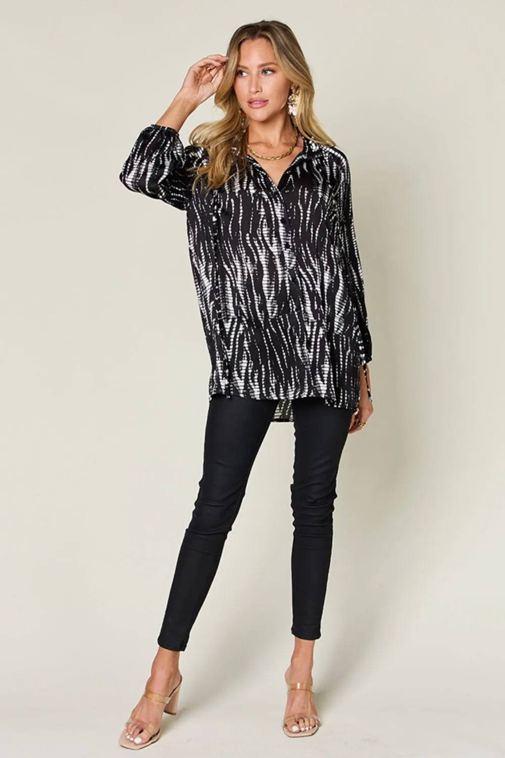 Full Size Printed Button Up Long Sleeve Shirt, image 20