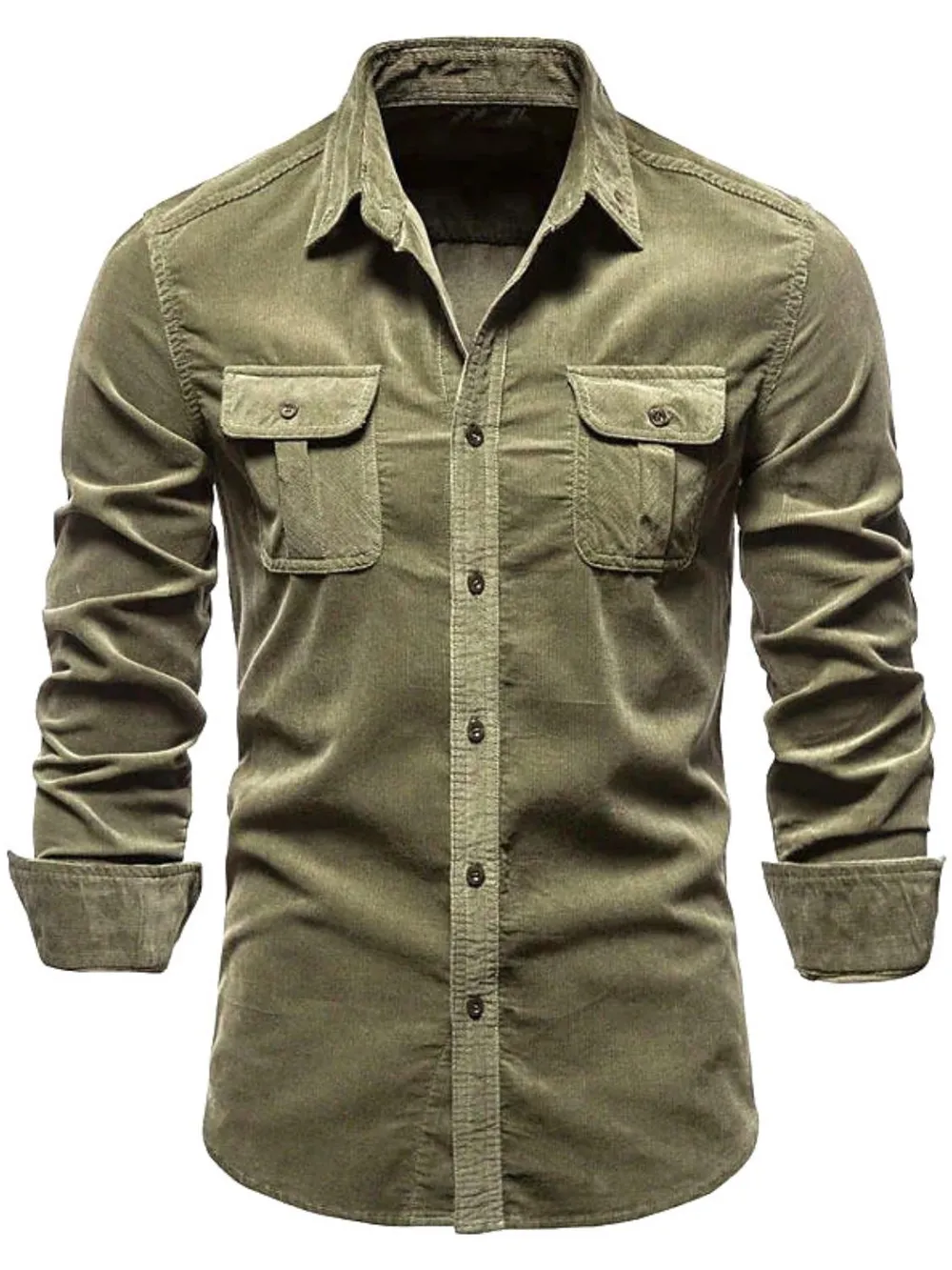 Men's Full Size Collared Neck Button Down Shirt with Chest Pockets Plus Size, image 4