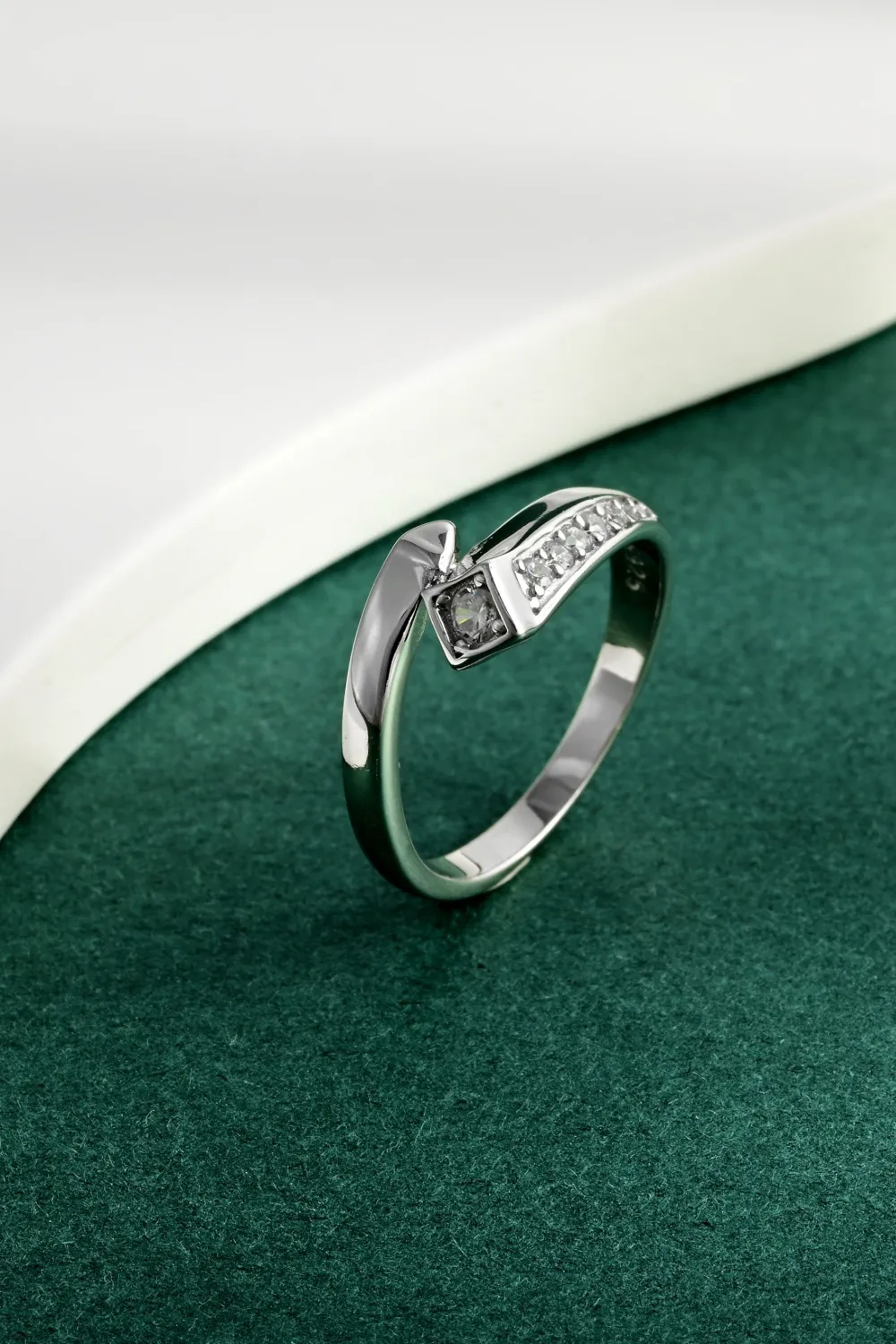 925 Sterling Silver Inlaid Zircon Ring, image 3
