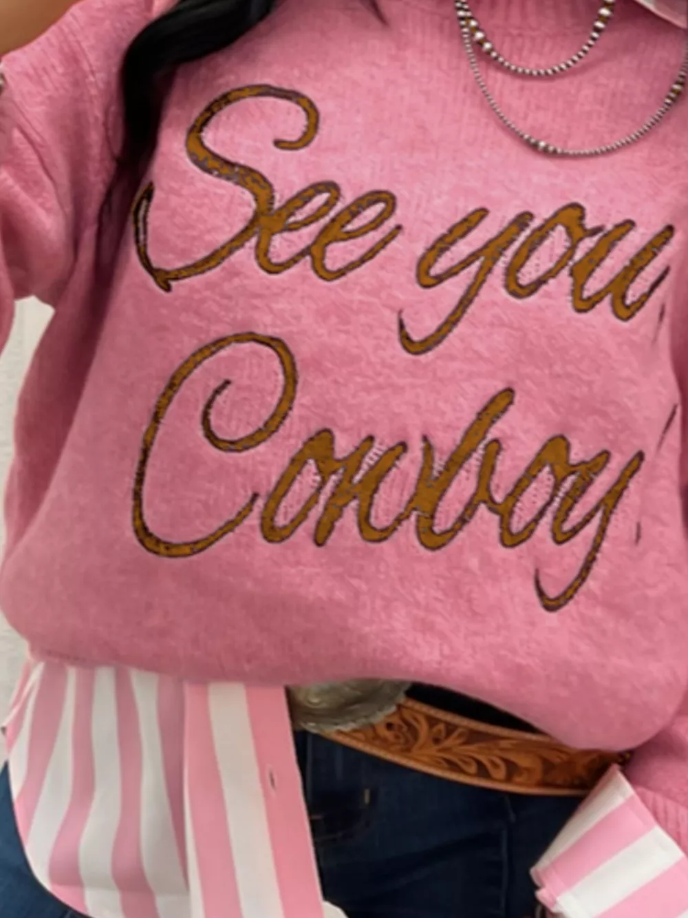 See You Cowboy Round Neck Sweater, image 2