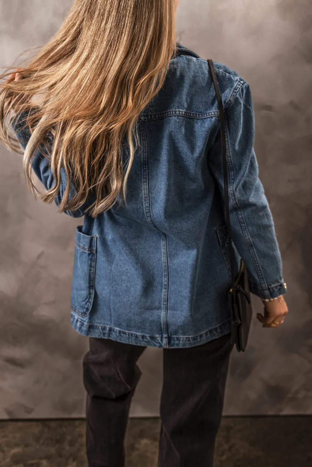 Pocketed Long Sleeve Denim Jacket, image 6