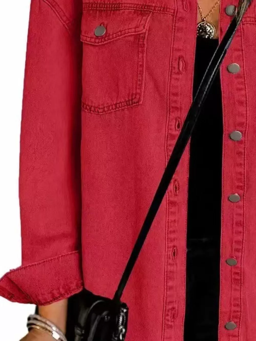 Frayed Hem Button Up Denim Jacket, image 14