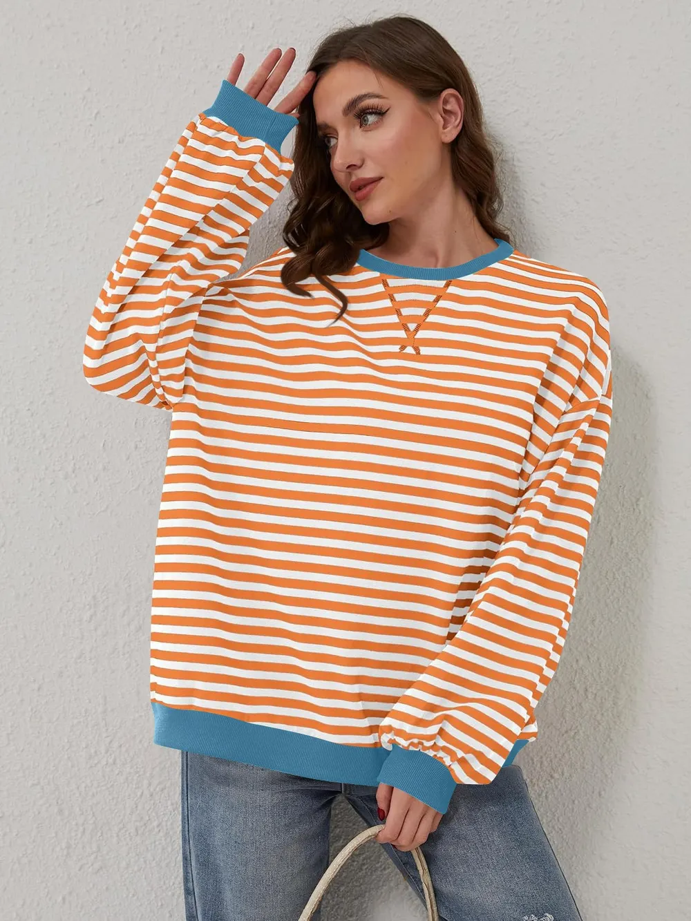 Contrast Striped Long Sleeve Sweatshirt, image 5