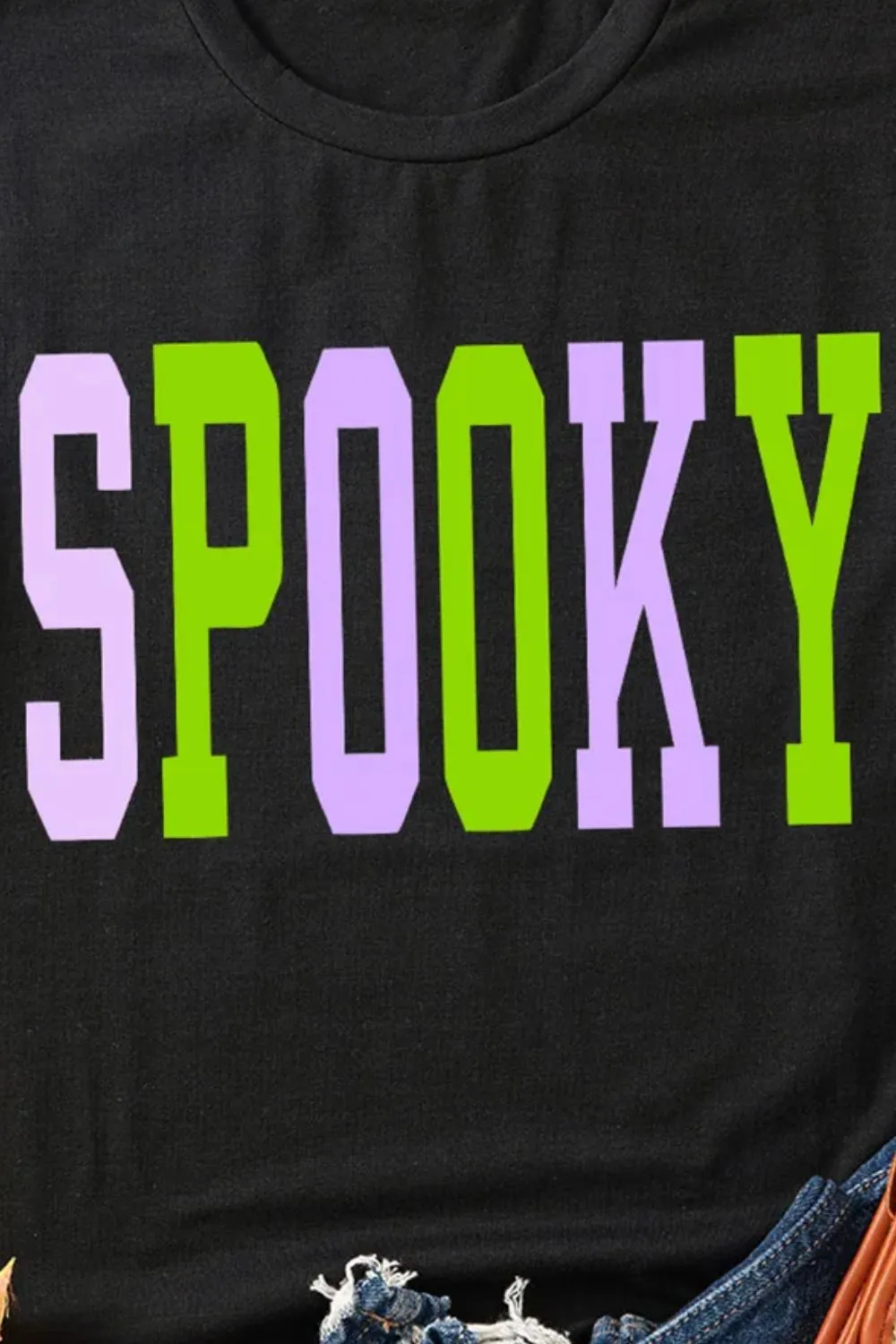 SPOOKY Round Neck Short Sleeve T-Shirt, image 2