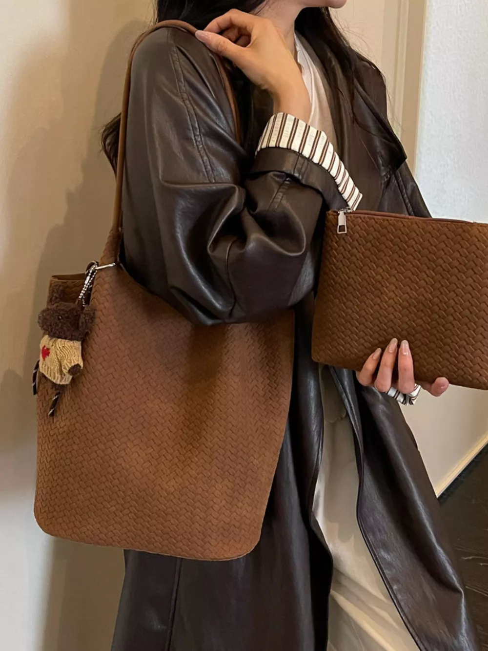 Vintage Woven Texture Shoulder Bag, image 2
