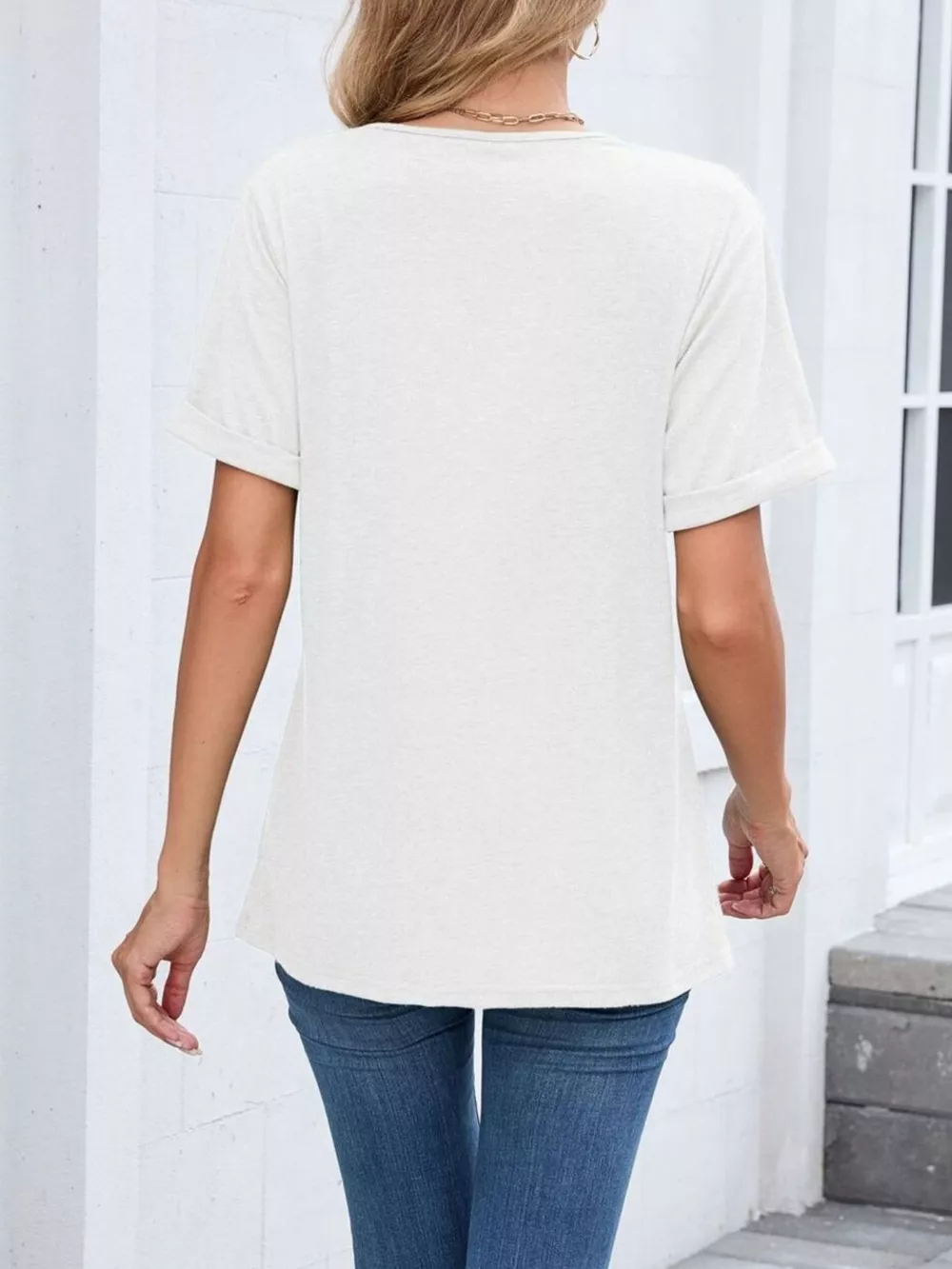Casual V-Neck Short Sleeve T-Shirt, image 4