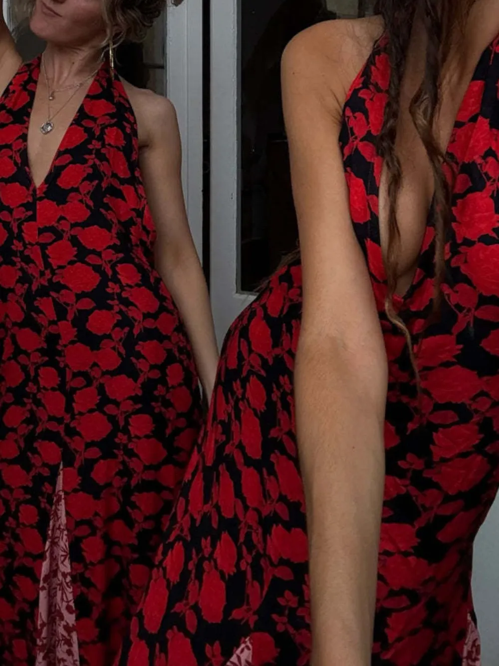 Backless Halter Neck Polka Dot Maxi Dress, image 2