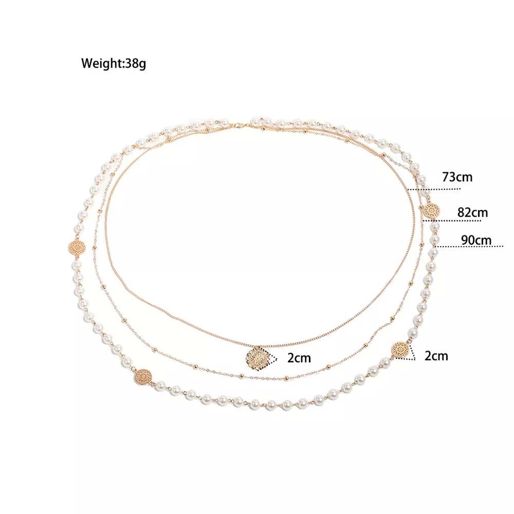 Multi-Layered Pearl and Coin Pendant Necklace, image 10