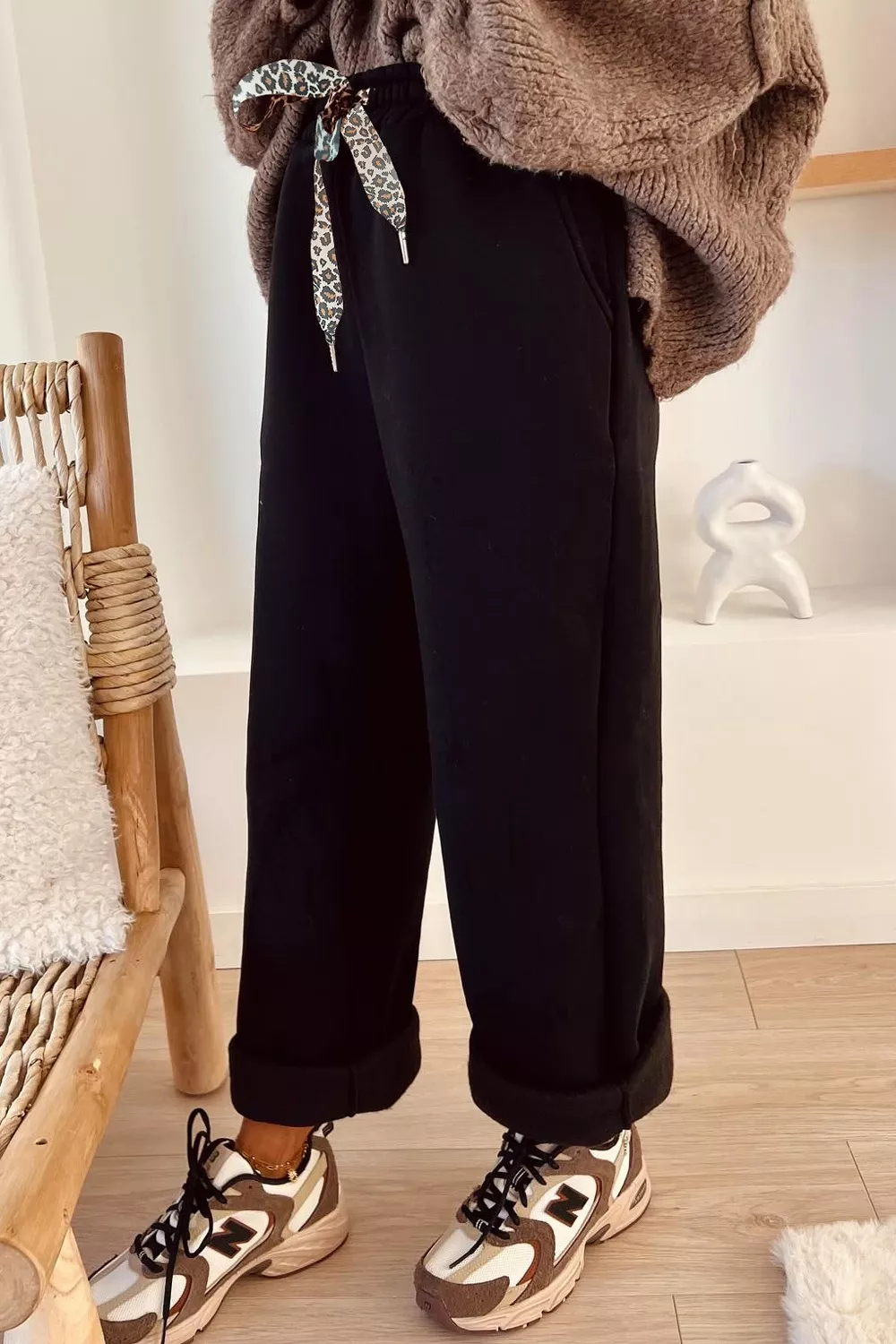 High-Waisted Straight Pants with Drawstring, image 2