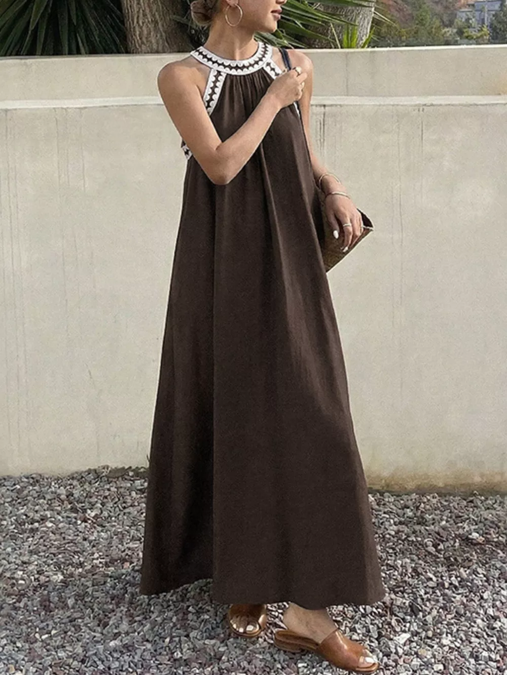 Crochet Trim Sleeveless Maxi Dress, image 4