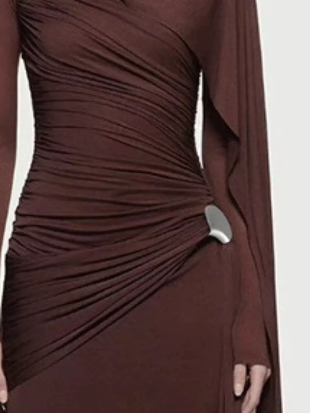 Ruched Draped Long Sleeve Maxi Dress, image 2