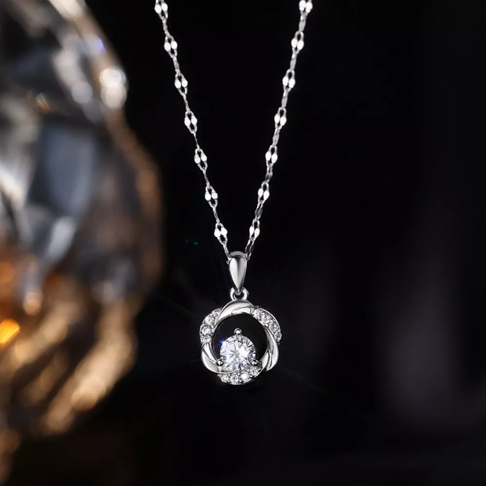 925 Sterling Silver Zircon Pendant Necklace, image 6