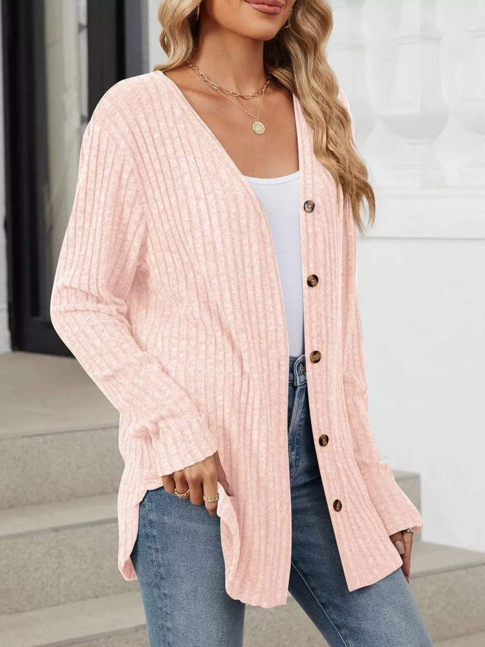 Ribbed Button-Up Cardigan, image 34