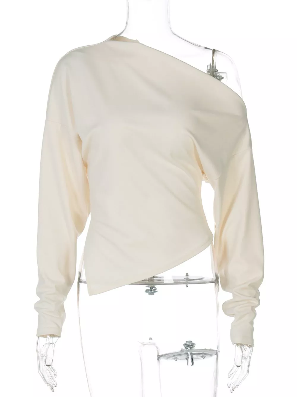 Asymmetrical Off-Shoulder Long Sleeve T-Shirt, image 8