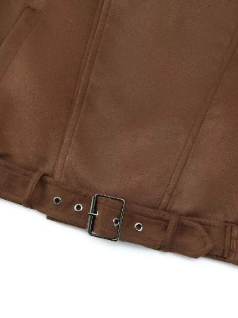 Asymmetrical Zipper Moto Jacket with Belt Detail, image 4