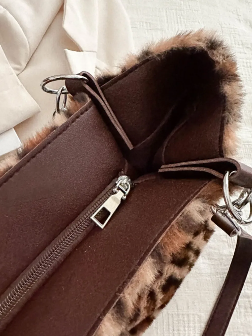 Faux Fur Leopard Shoulder Bag, image 5