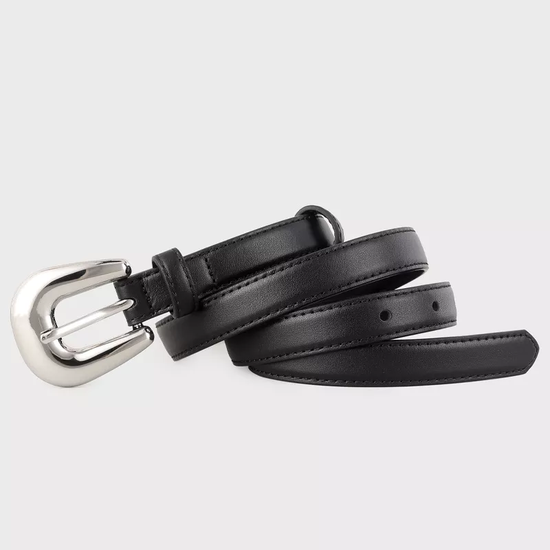 Leather Belt with Silver Buckle