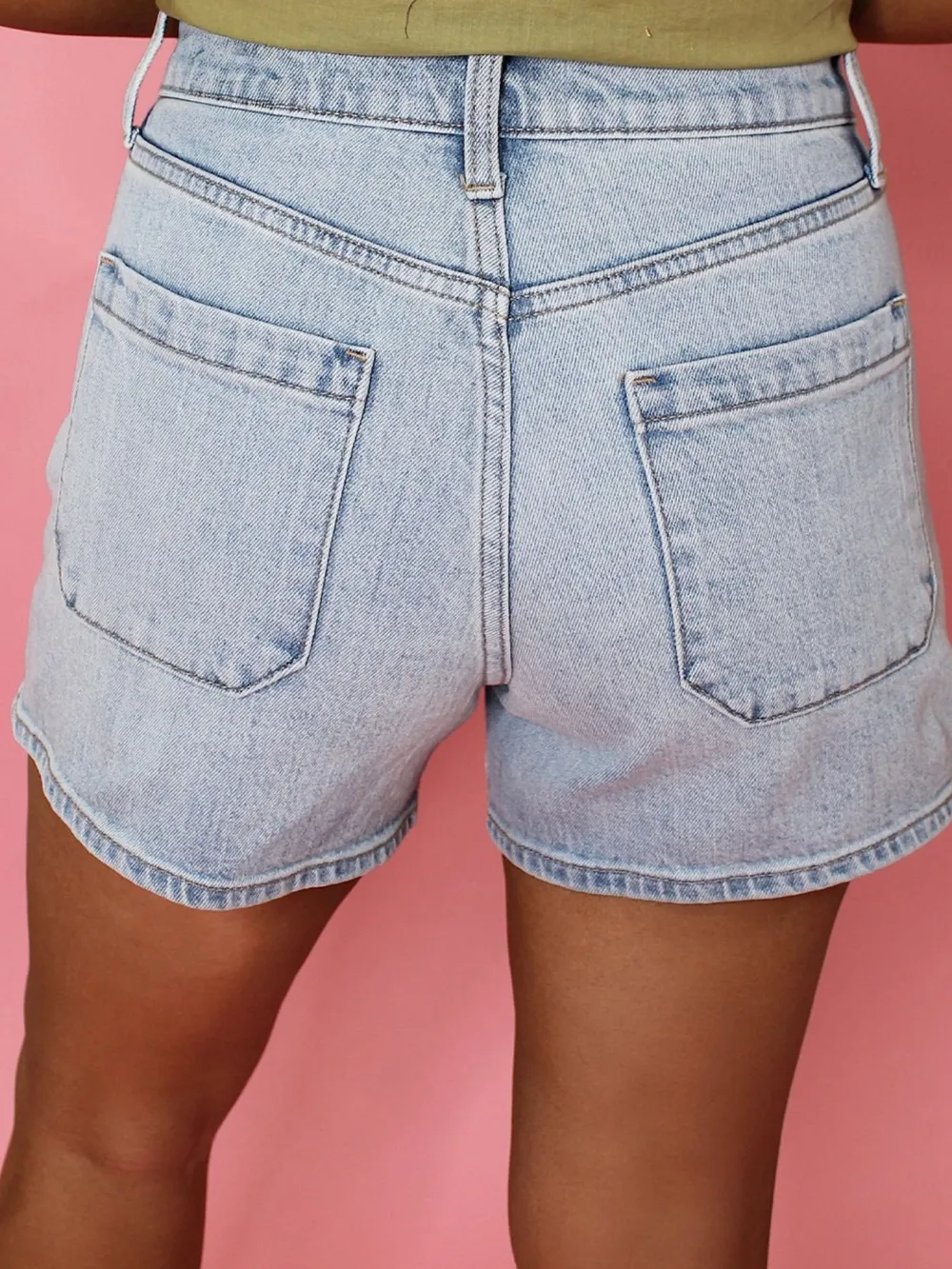 Wash High Rise Denim Shorts, image 2