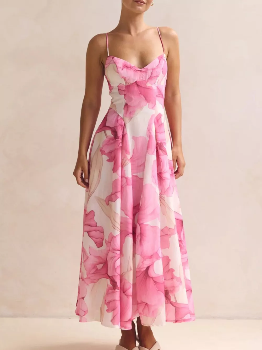 Floral Print Spaghetti Strap Midi Dress, image 3