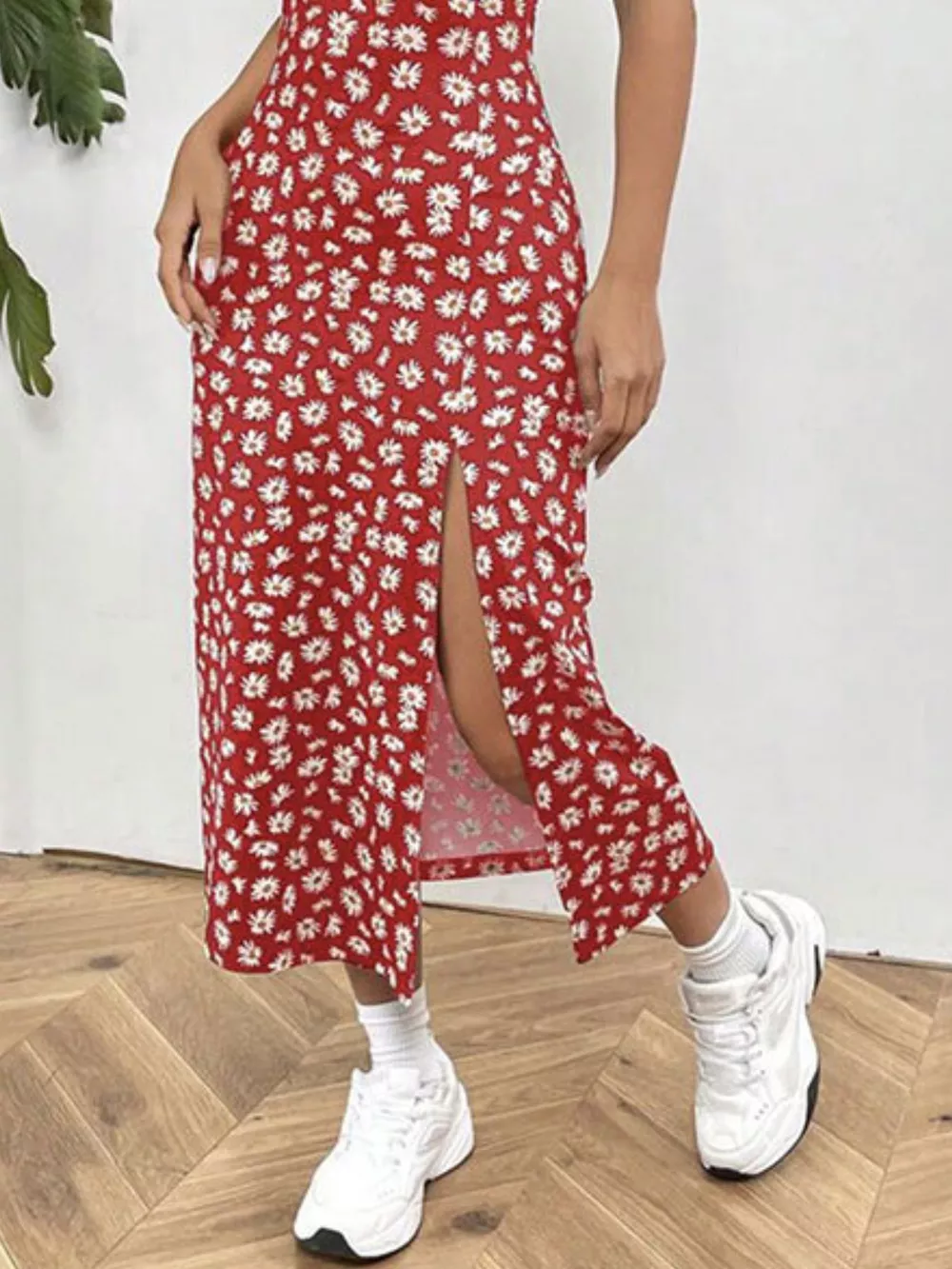 Slit Spaghetti Strap Midi Dress, image 16