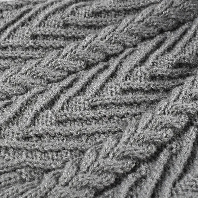 Cable Knit Solid Color Hat with Pompom, image 4