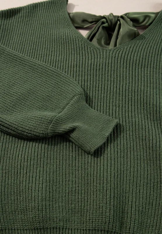 Tied Back V-Neck Long Sleeve Sweater, image 5