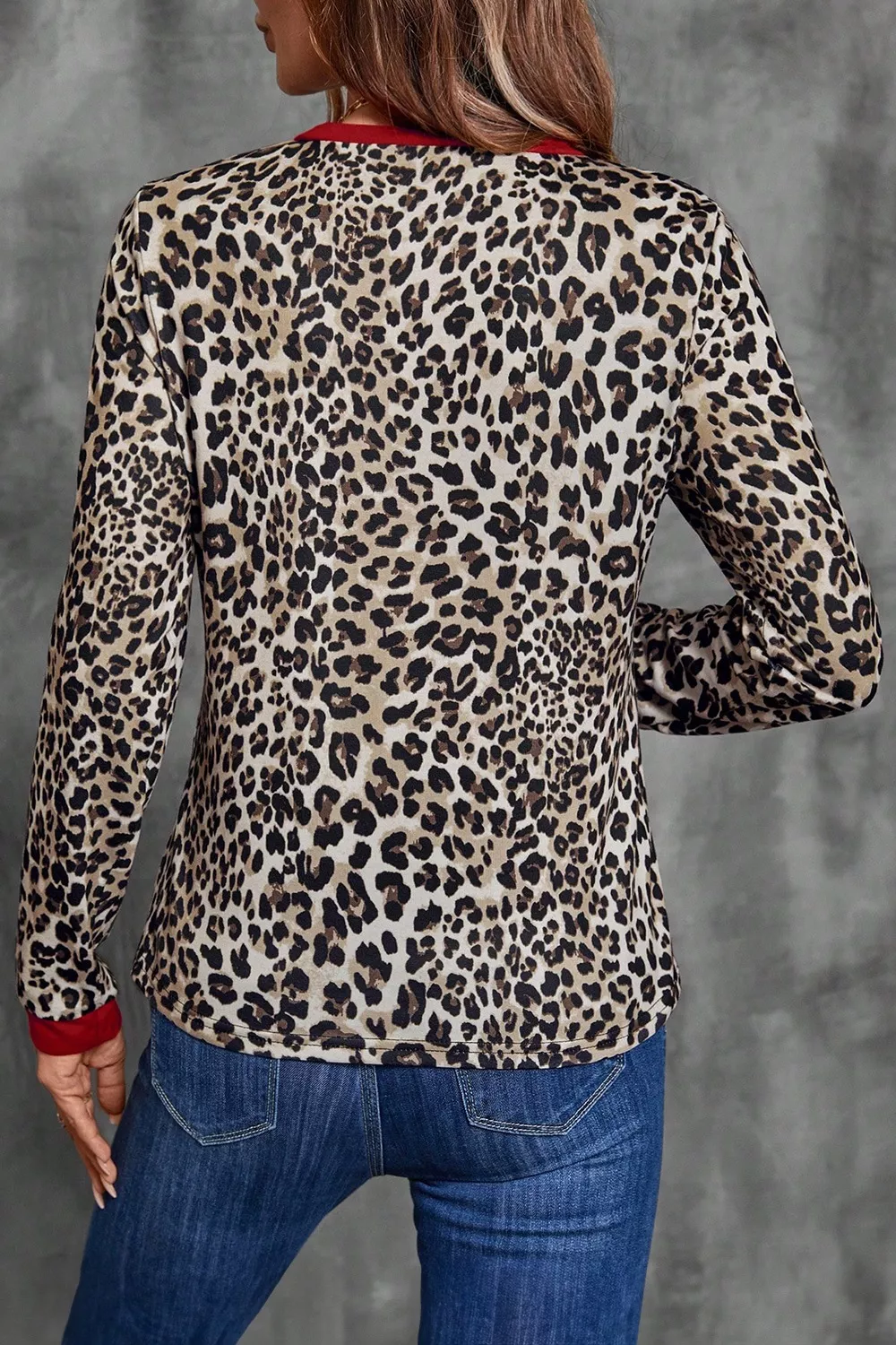 Leopard Print Long Sleeve Blouse, image 2
