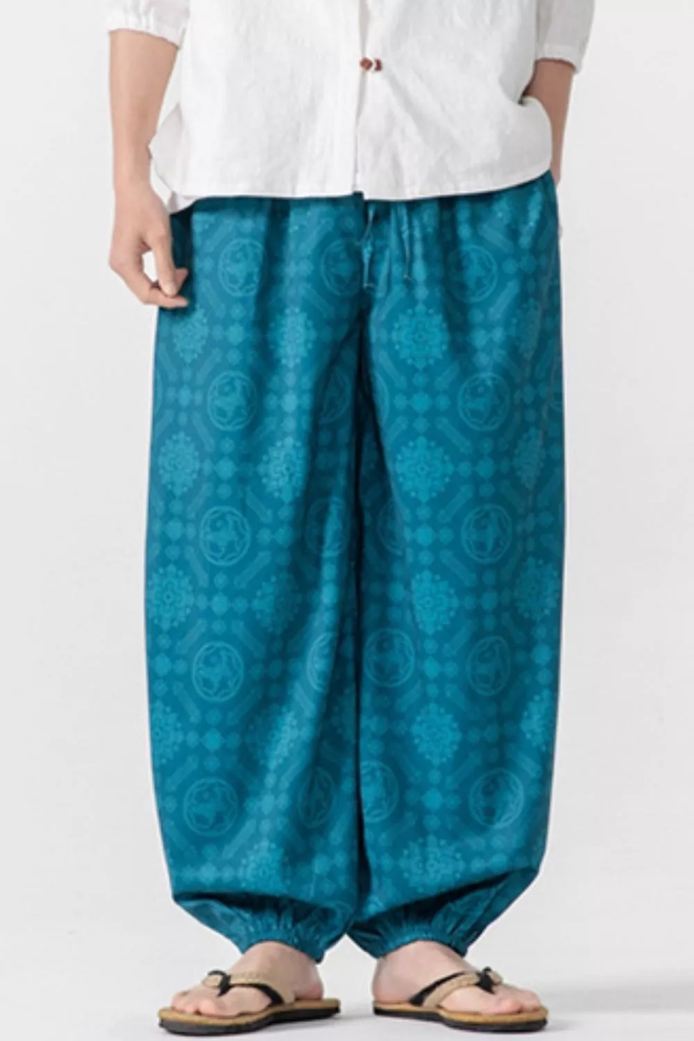 Men's Plus Size Printed Loose Fit Harem Pants, image 2