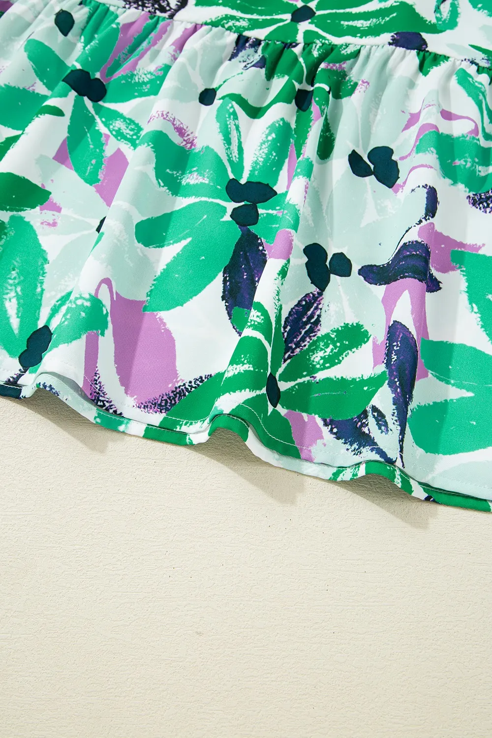 Floral Print Shirred Square Neck Loose Fit Mini Dress, image 2
