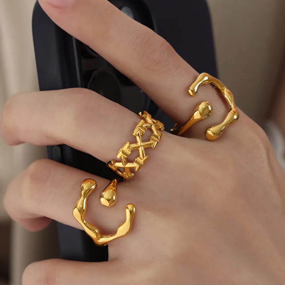 18K Gold-Plated Irregular Open Ring, image 2