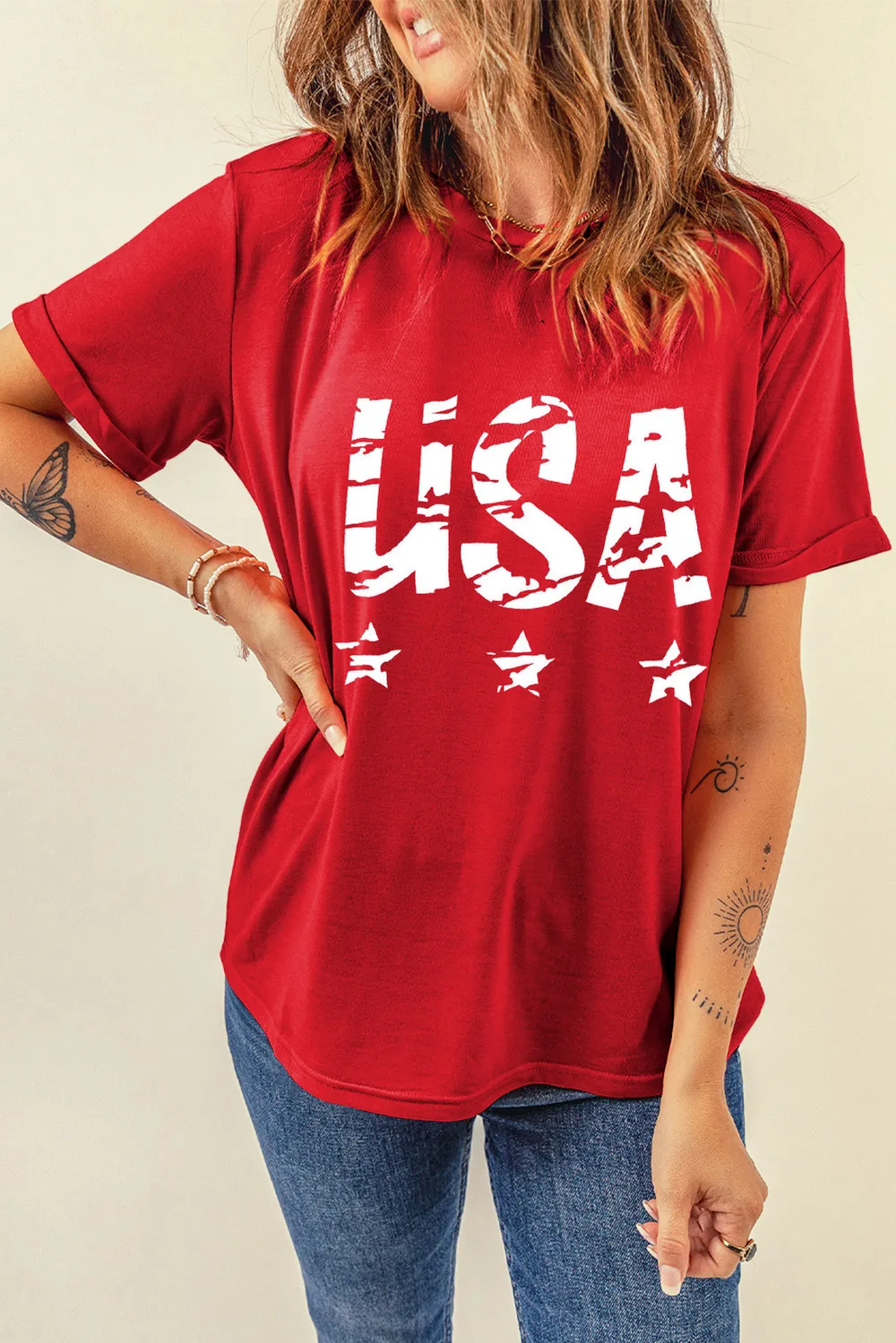 USA Round Neck Short Sleeve T-Shirt, image 2