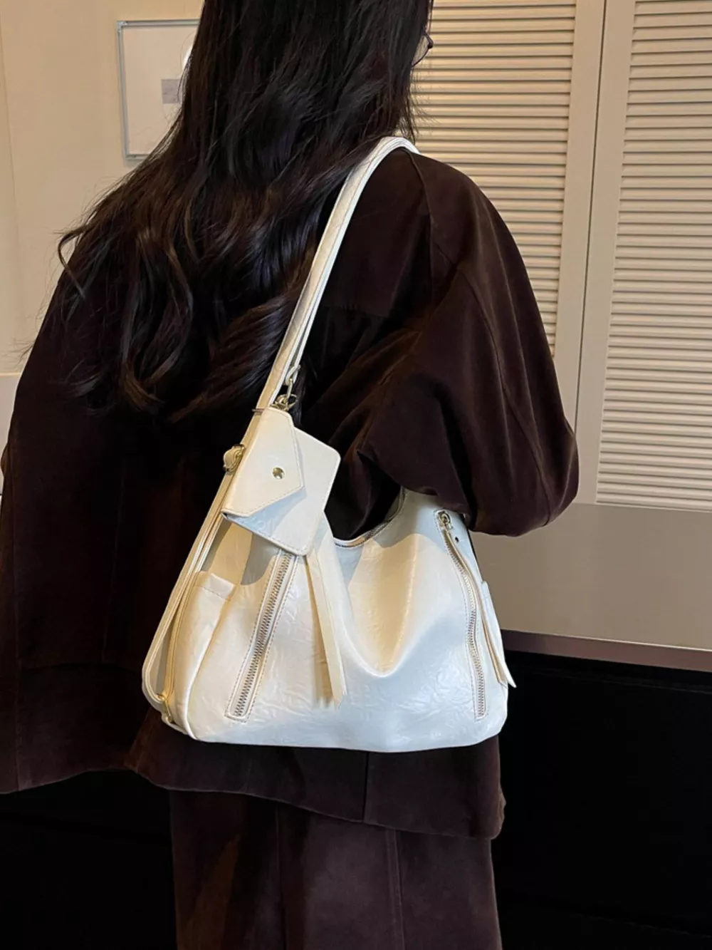 PU Leather Shoulder Bag with Coin Pouch, image 3
