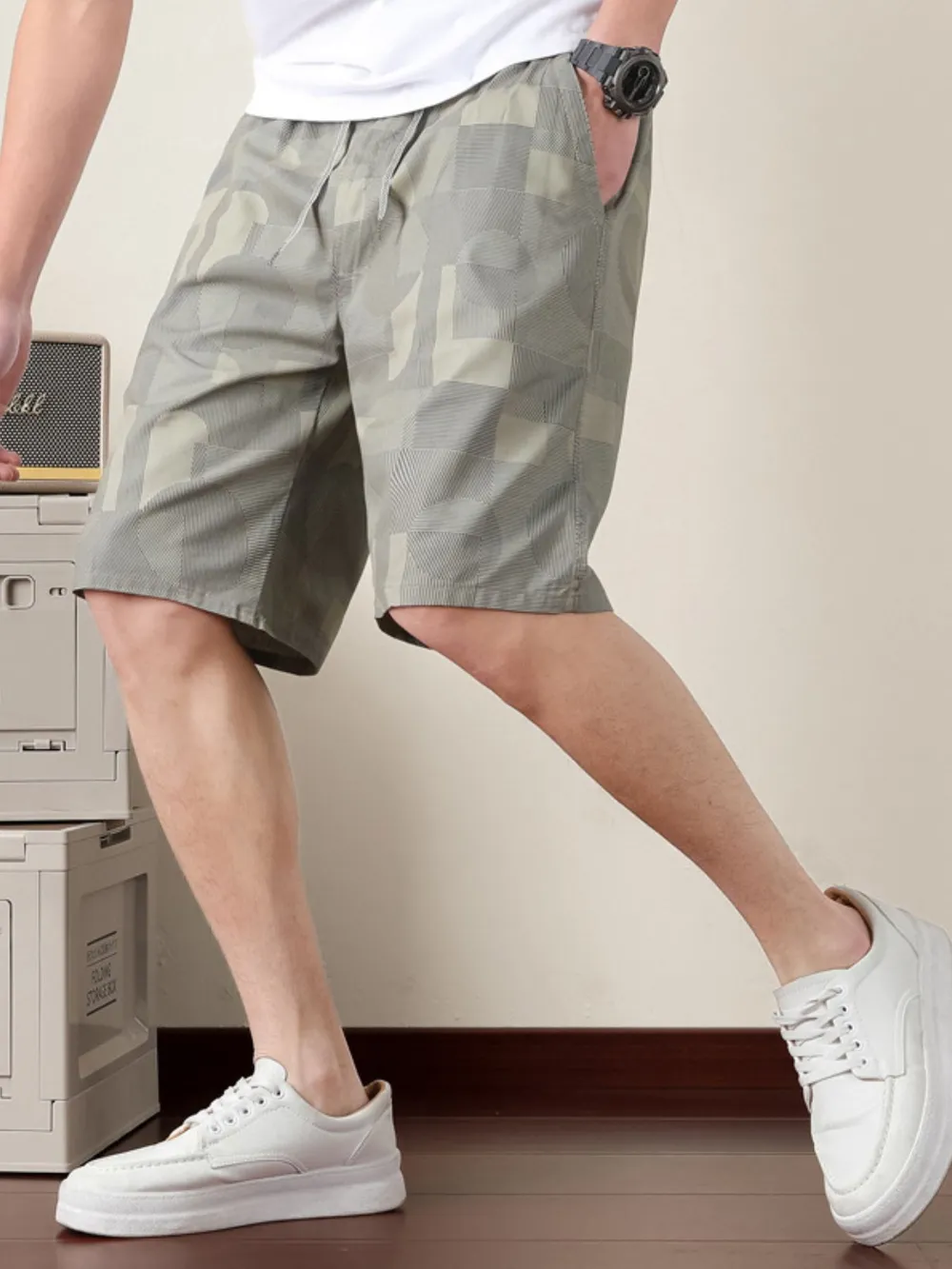 Men's Plus Size Drawstring Shorts with Pockets, image 8