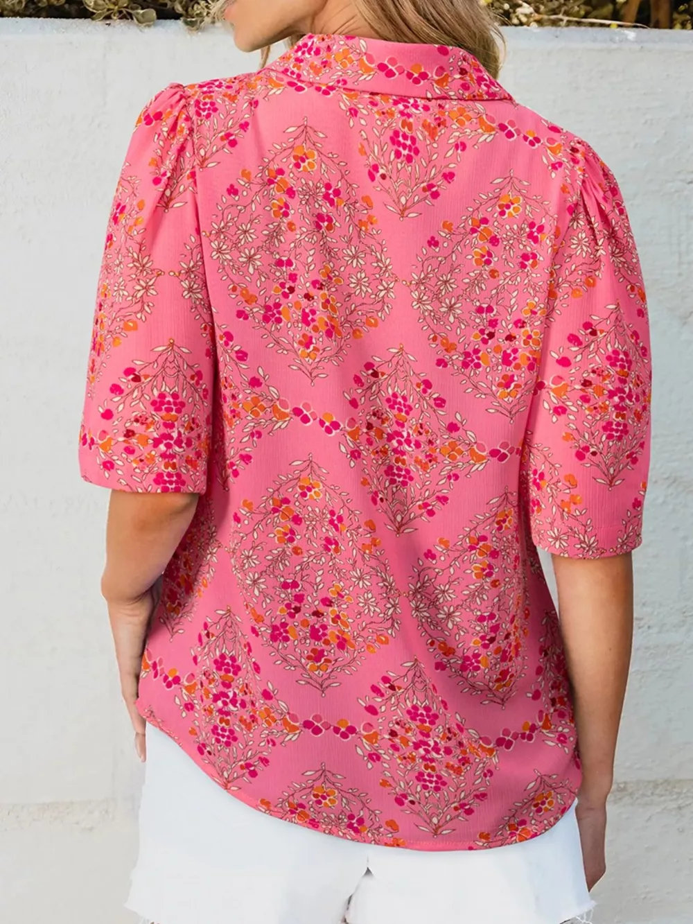Floral Print Puff Sleeve Shirt, image 3