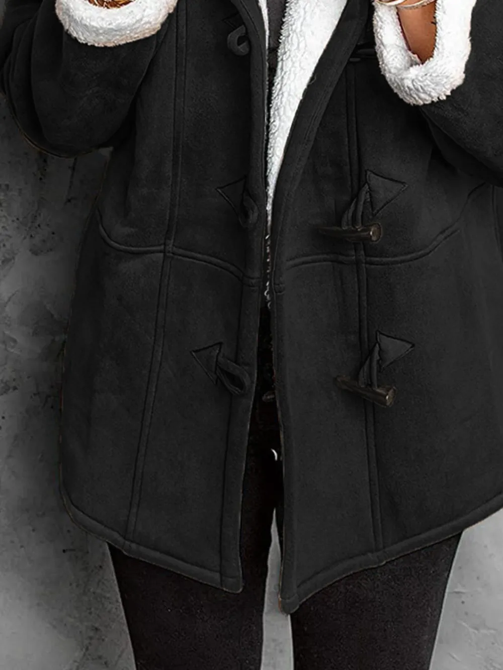Full Size Cozy Sherpa Lined Toggle Coat with Hood Plus Size, image 4