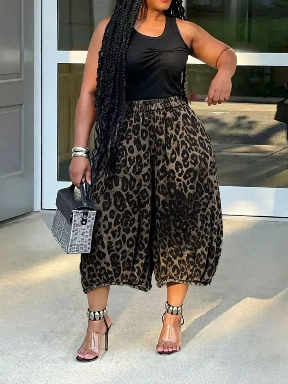 Elastic Waist Wide Leg Pants, image 3