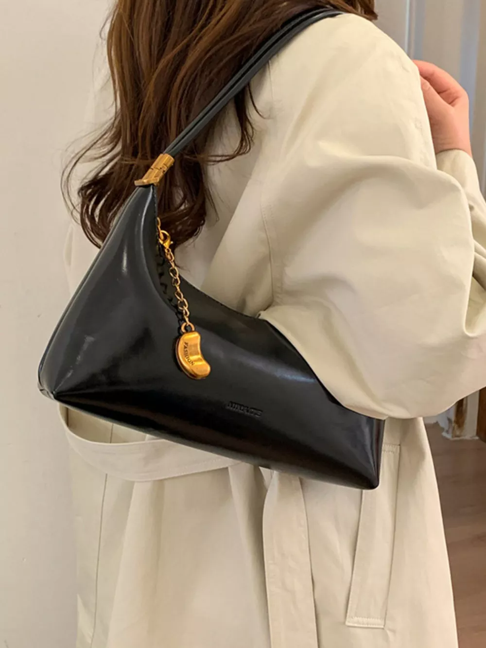 Chain Charm Leather Shoulder Bag, image 7