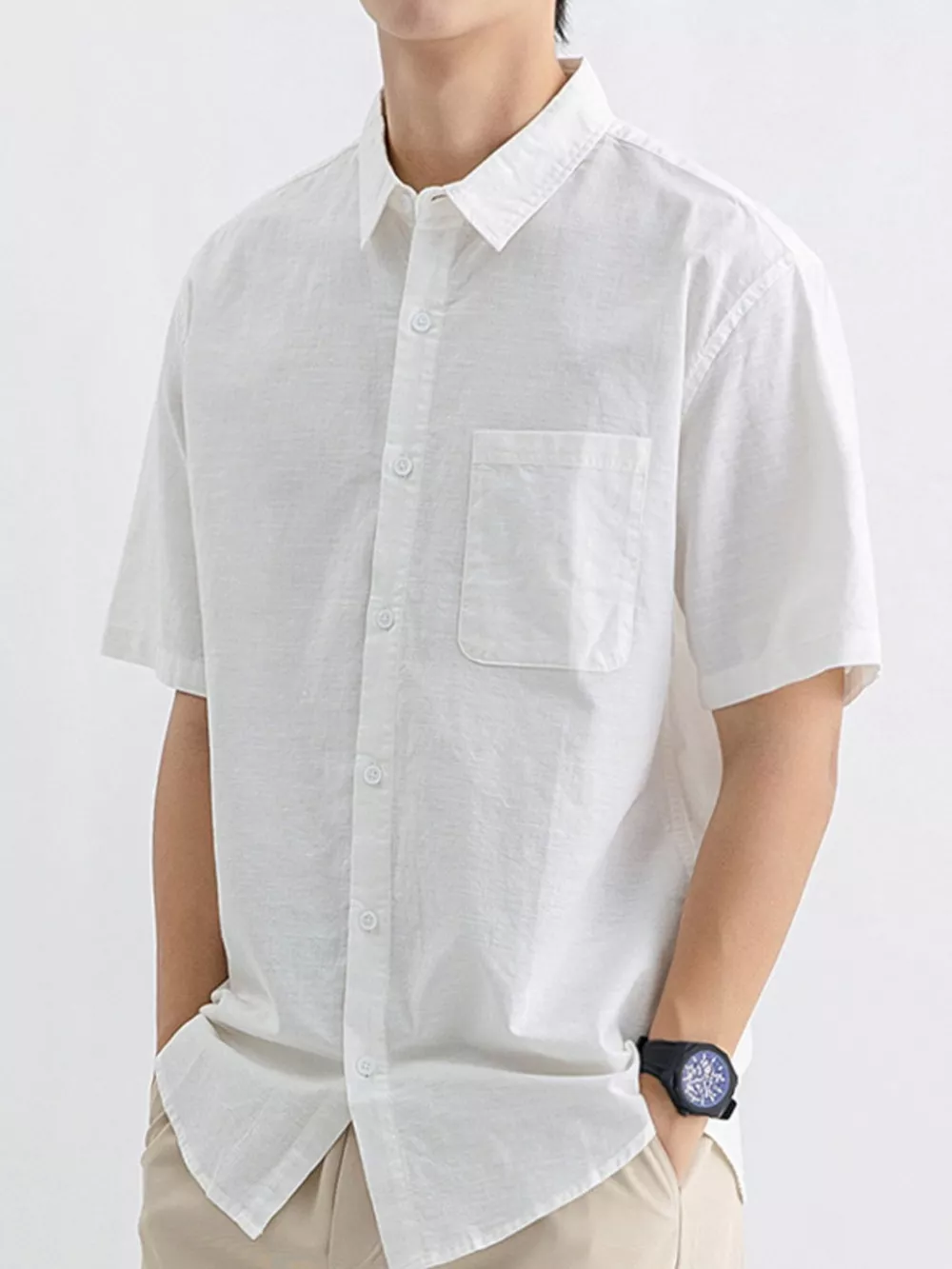 Men's Plus Size Button Up Short Sleeve Shirt, image 2