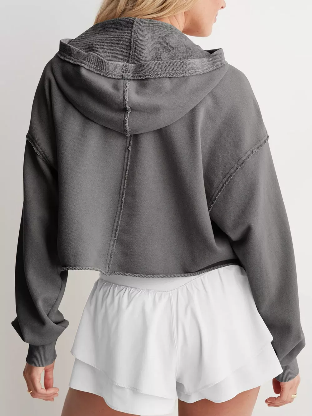Exposed Seam Dropped Shoulder Hoodie, image 18