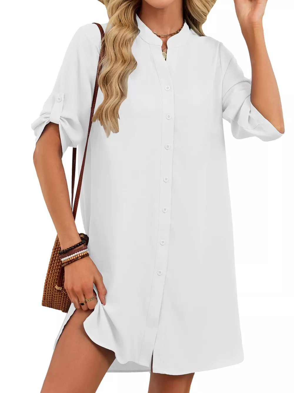 Casual Button-Down Shirt Dress, image 3