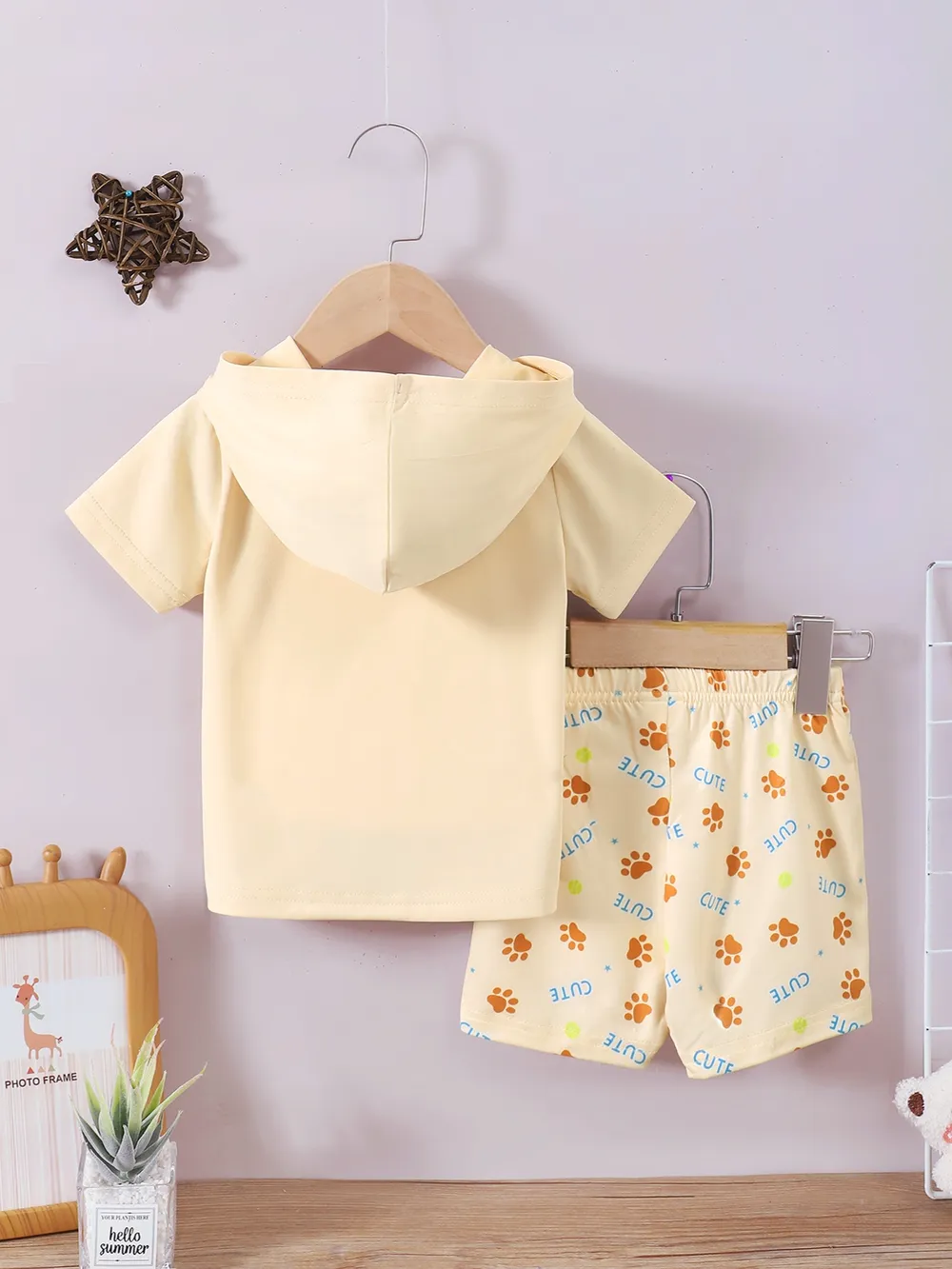 Children's Dog Short Sleeve Hoodie and Shorts Set, image 2