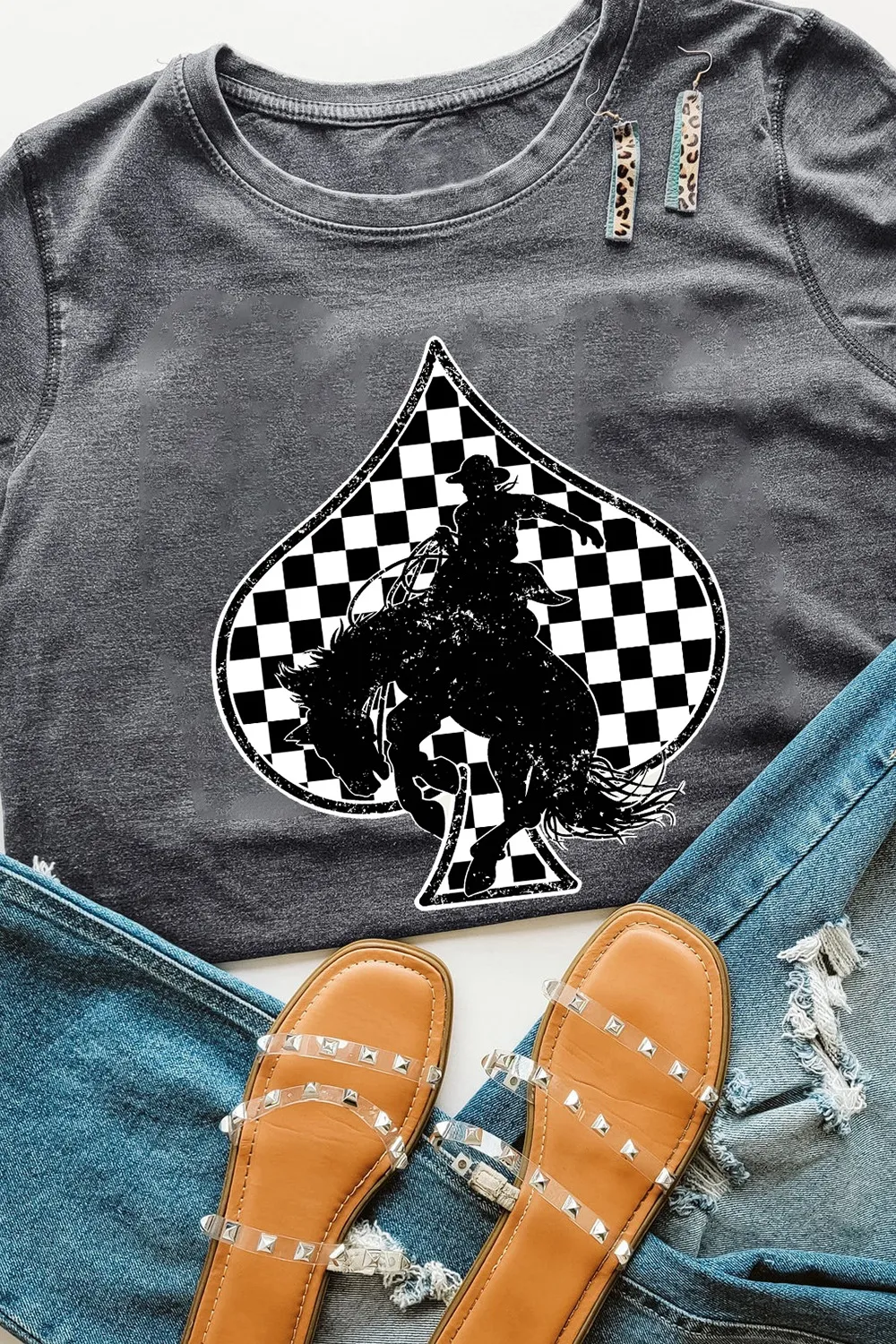 Redeo Check Spades Western Graphic T Shirt, image 3