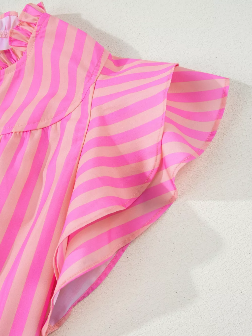 Stripe Split Neck Ruffled Summer Blouse, image 6
