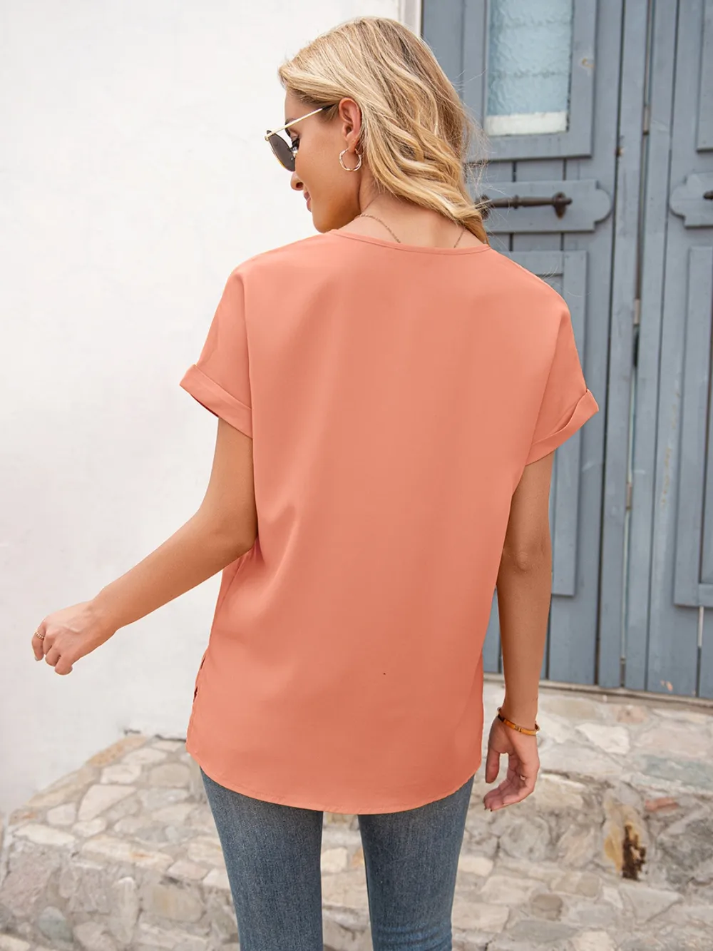 V-Neck Short Sleeve T-Shirt, image 12