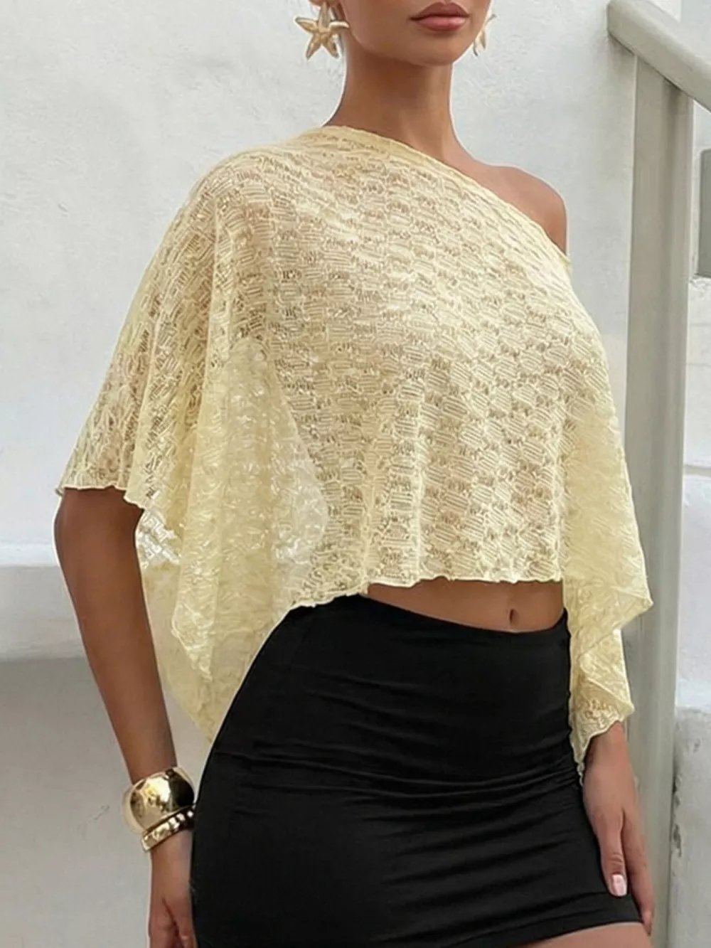 One Shoulder Long Sleeve Cover Up, image 2