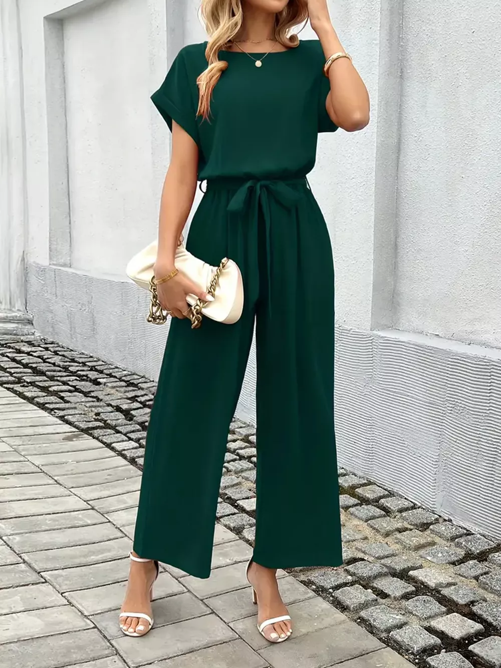 Tie Waist Wide Leg Jumpsuit, image 10