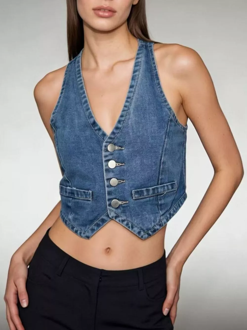 Button-Down Denim Vest, image 14