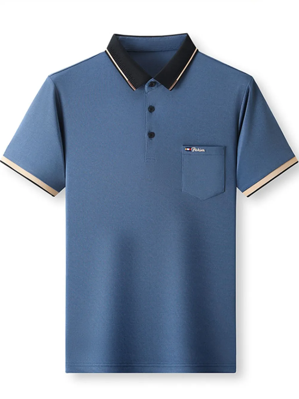 Men's Plus Size Contrast Collar Short Sleeve Polo, image 3